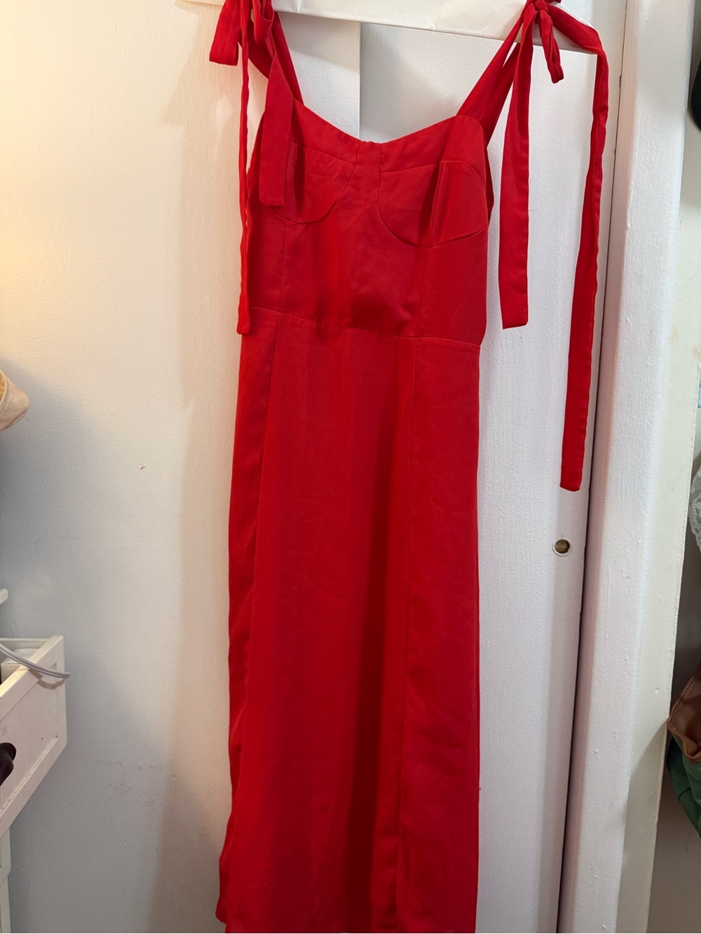 RIHOAS Red Maxi Dress with Tie Straps